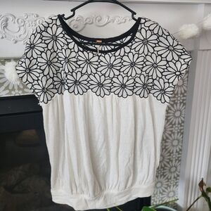 Free People Black and White Floral Shirt